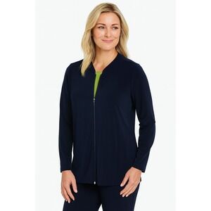 Citiknits Jacket Womens L Blue Lightweight Stretch Slinky Minimalist Sleek